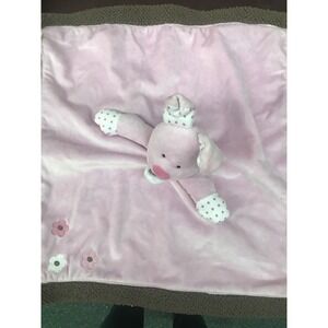 Baby Starters Pink Pig Dog Bunny I Love Mom Rattle Pink Flowers Brown Edge‎ Trim